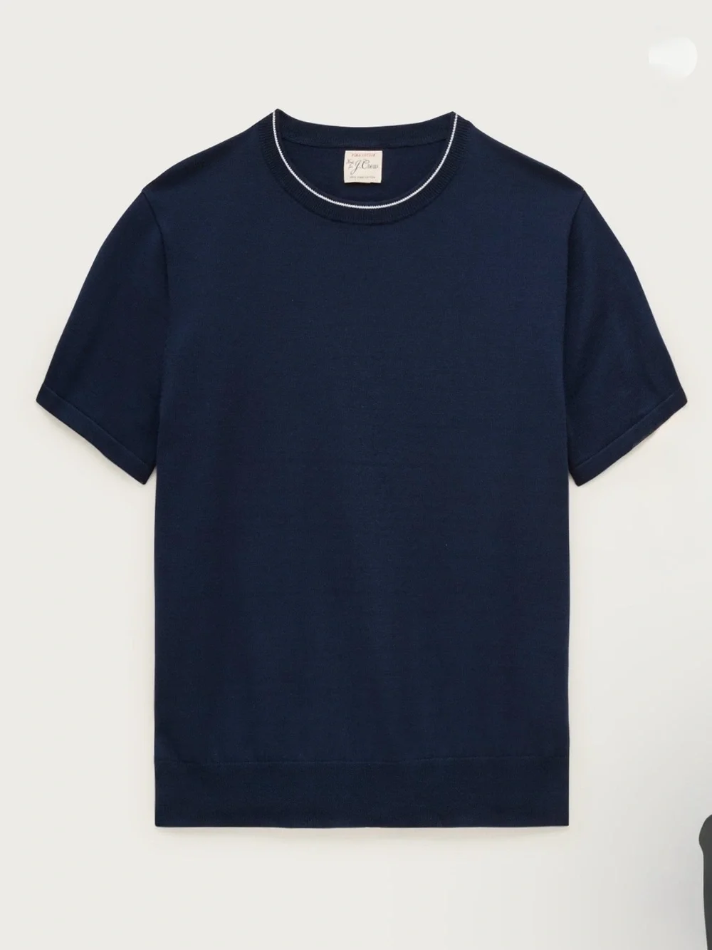 J.Crew Short-Sleeve Tipped Crewneck Sweater in Pima Cotton, Size S